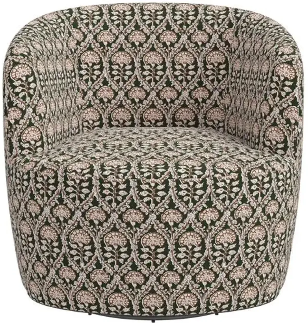 Chester Swivel Chair - Army/Blush Floral Blockprint