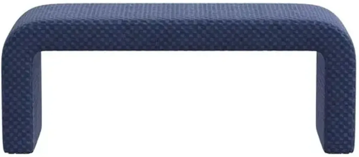 Celia Waterfall Bench - Velvet Checker - Blue