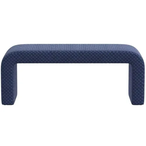 Celia Waterfall Bench - Velvet Checker - Blue