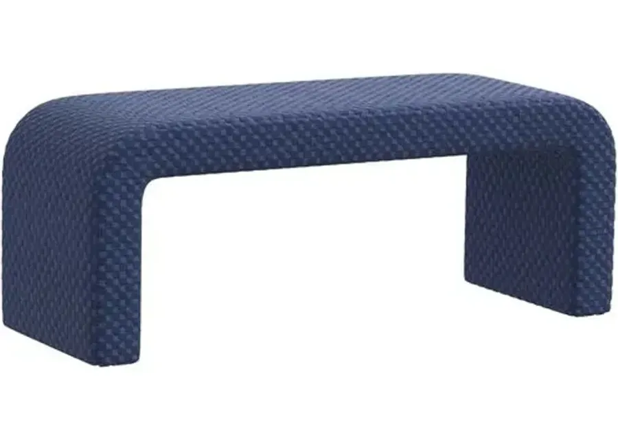 Celia Waterfall Bench - Velvet Checker - Blue