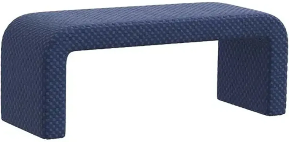 Celia Waterfall Bench - Velvet Checker - Blue