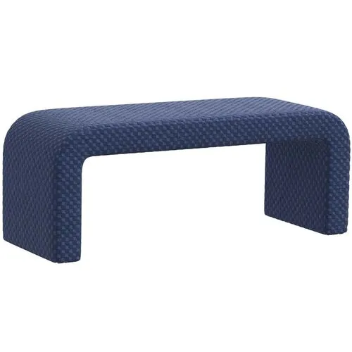 Celia Waterfall Bench - Velvet Checker - Blue