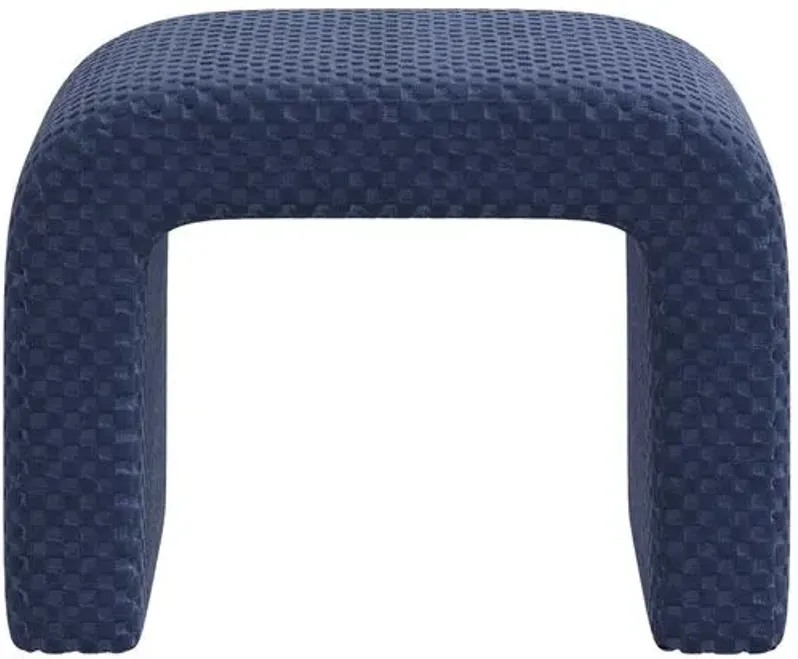 Celia Waterfall Ottoman - Velvet Checker - Blue