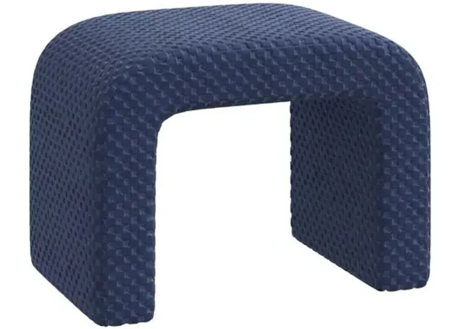 Celia Waterfall Ottoman - Velvet Checker - Blue