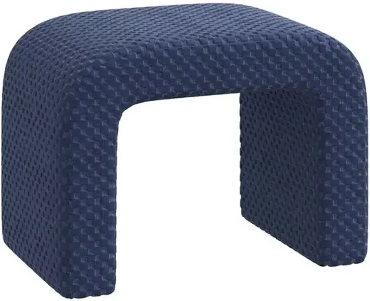 Celia Waterfall Ottoman - Velvet Checker - Blue