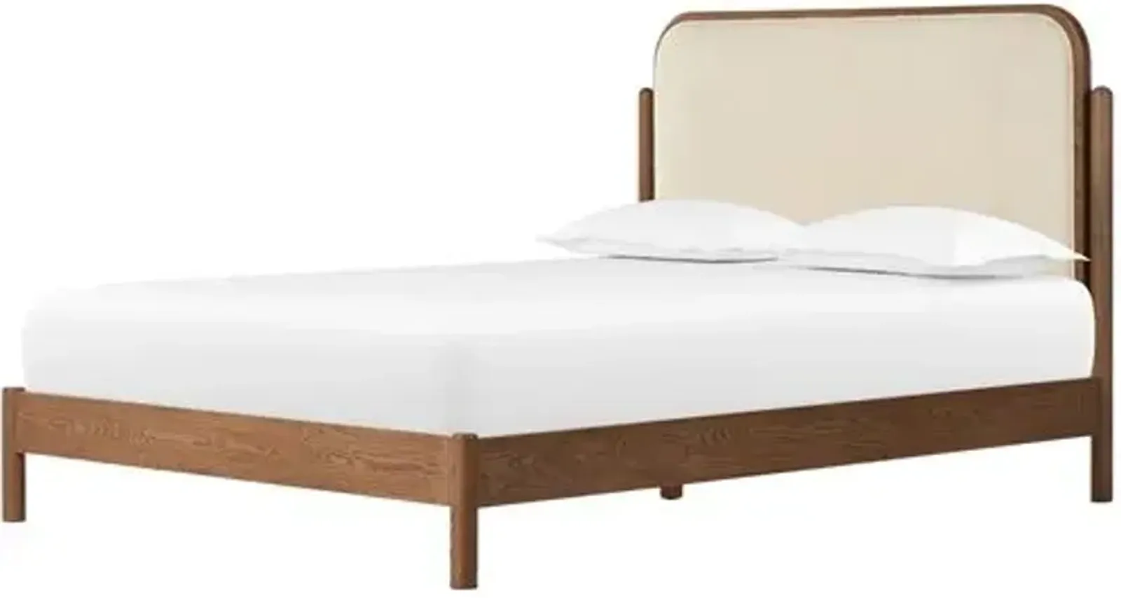 Berlin Bed - Smoked Oak/Ivory - Brown