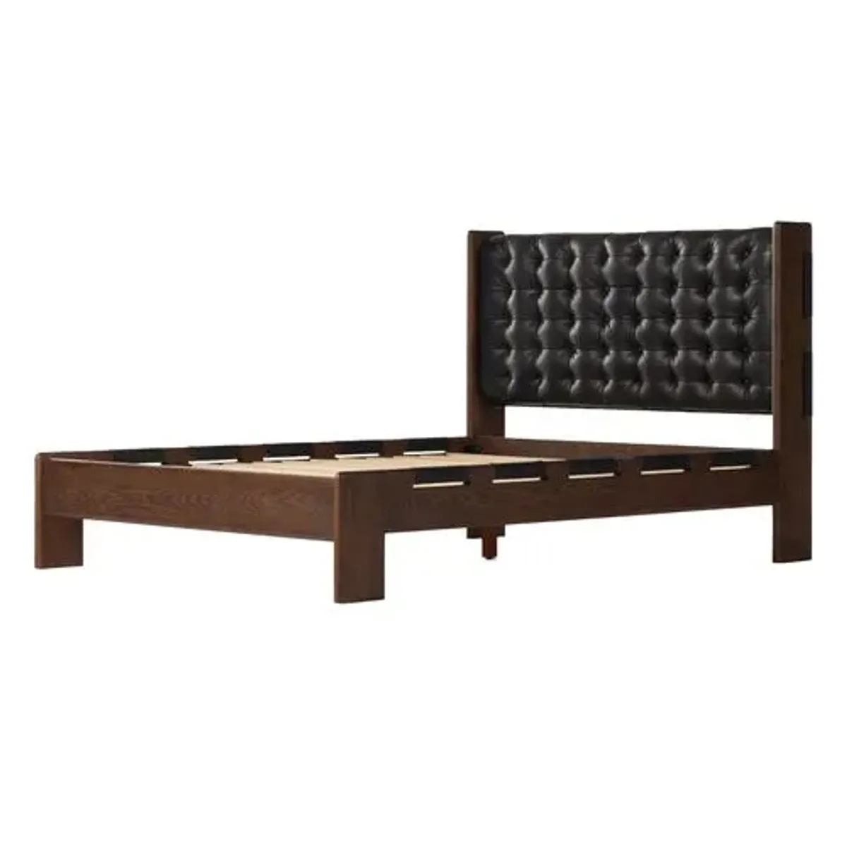 Bristol Tufted Leather Bed - Brown/Black