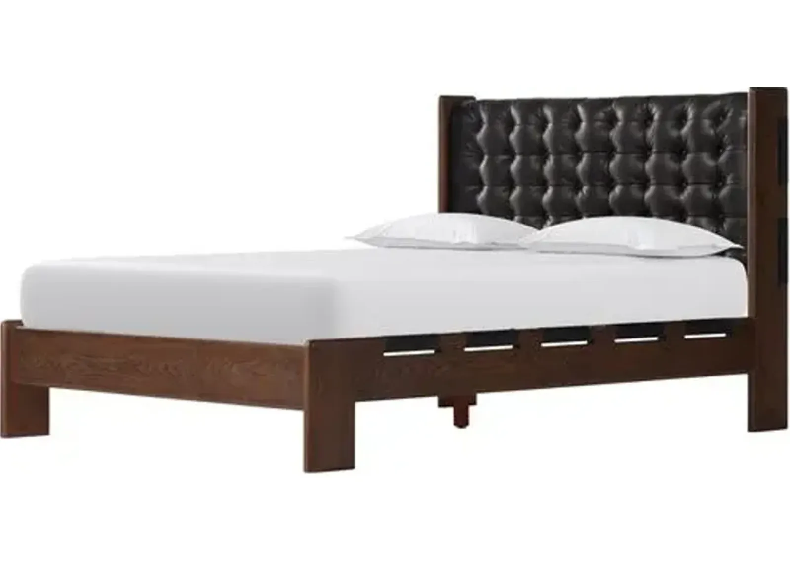 Bristol Tufted Leather Bed - Brown/Black