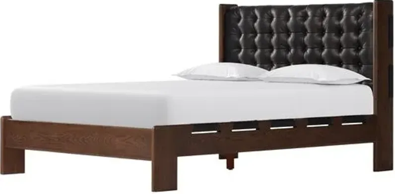 Bristol Tufted Leather Bed - Brown/Black