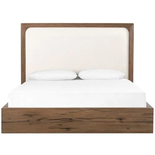 Austin Reclaimed Oak Bed - Rustic Grey/Ivory