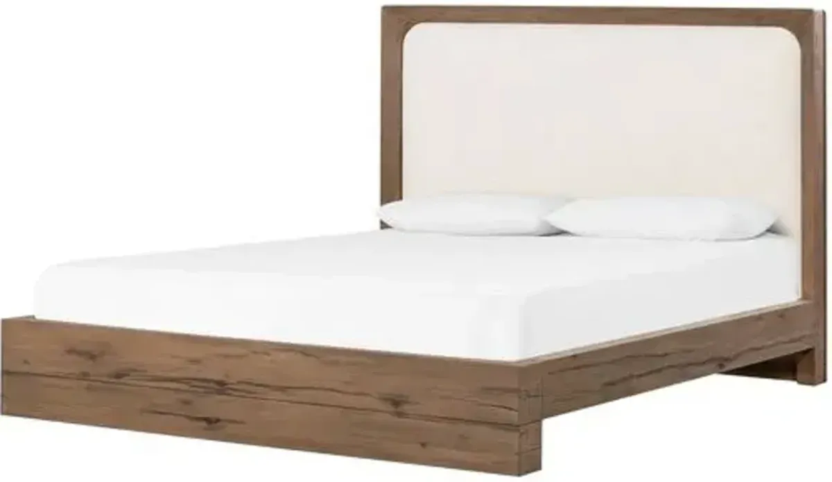 Austin Reclaimed Oak Bed - Rustic Grey/Ivory