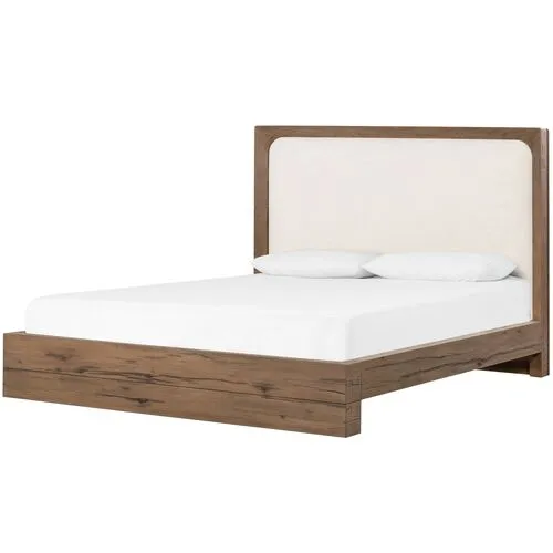 Austin Reclaimed Oak Bed - Rustic Grey/Ivory