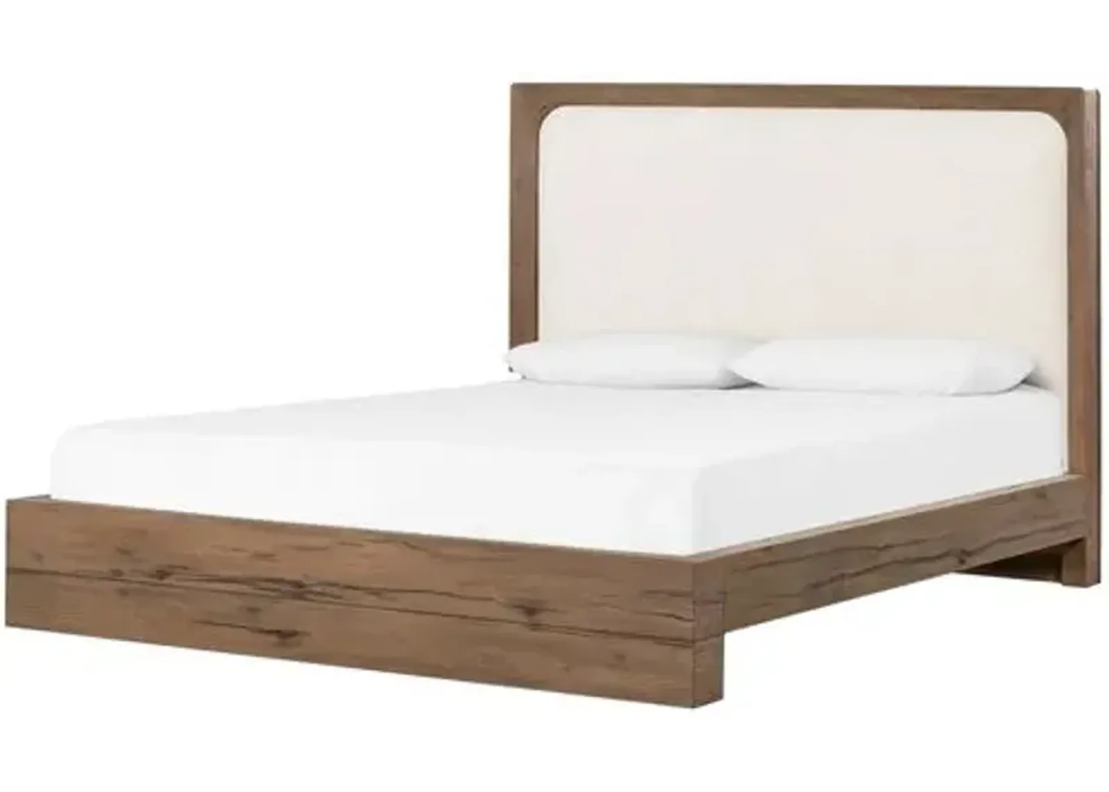 Austin Reclaimed Oak Bed - Rustic Grey/Ivory