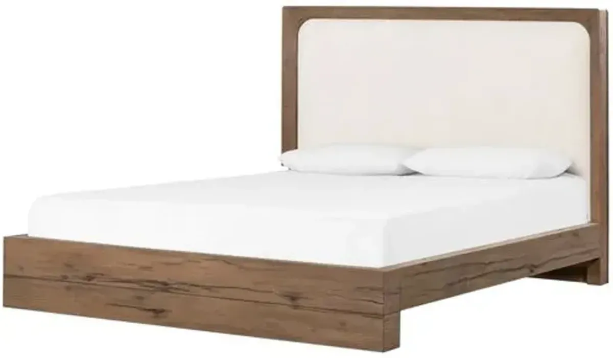 Austin Reclaimed Oak Bed - Rustic Grey/Ivory