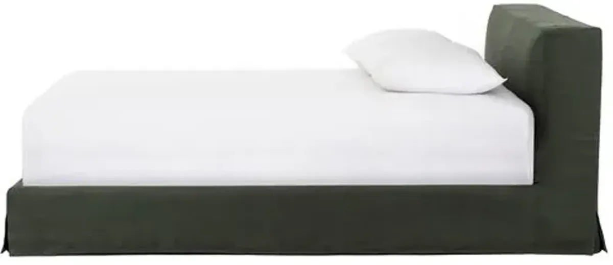 Adelle Slipcover Bed - Libeco Linen - Green