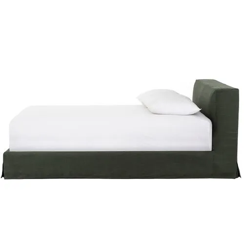 Adelle Slipcover Bed - Libeco Linen - Green
