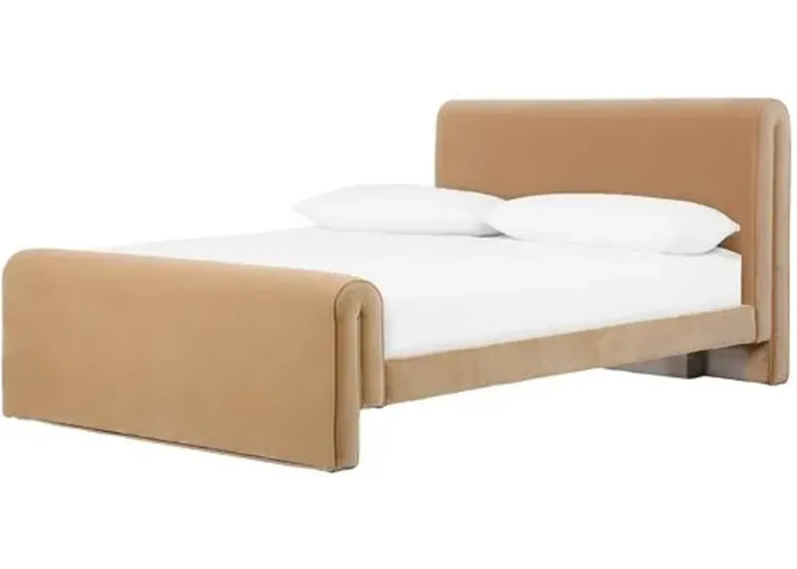 London Bed - Camel Velvet - Brown