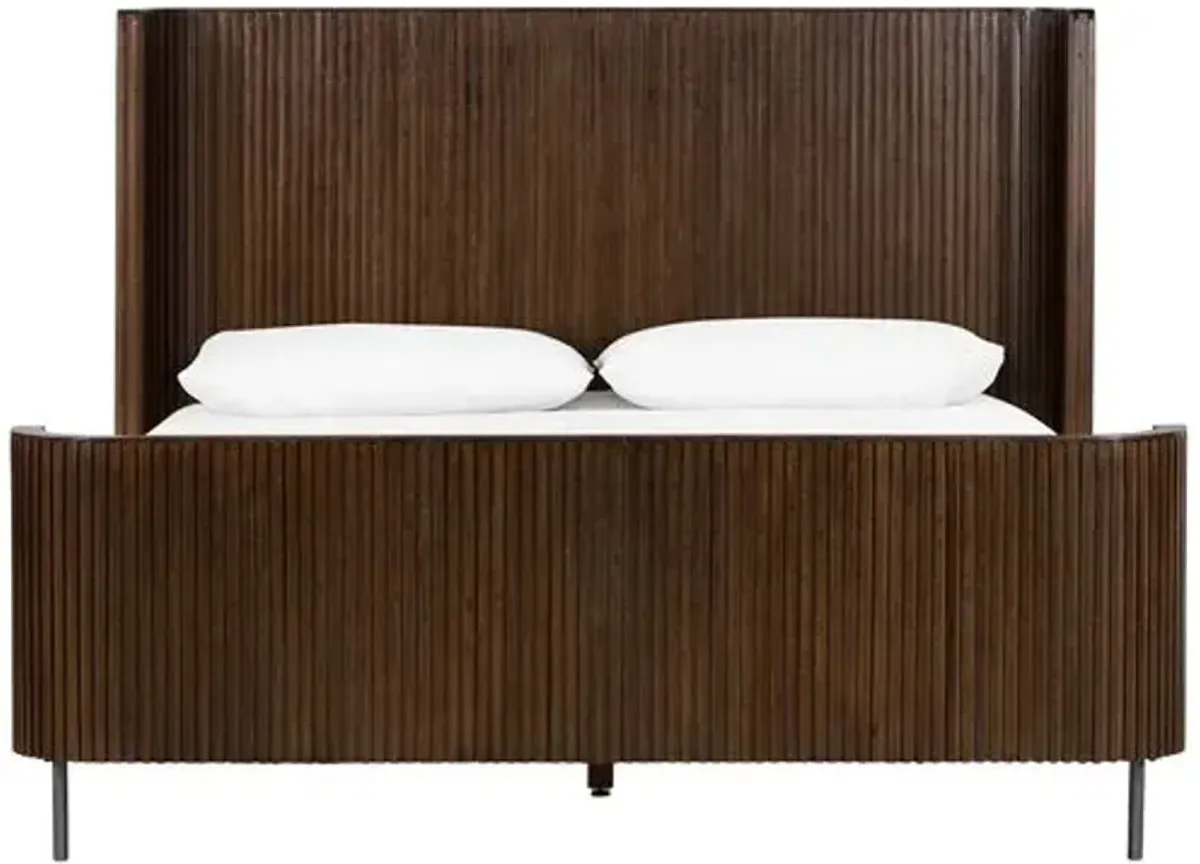 Fresno Fluted Bed - Terra Brown Oak