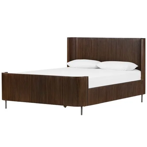 Fresno Fluted Bed - Terra Brown Oak