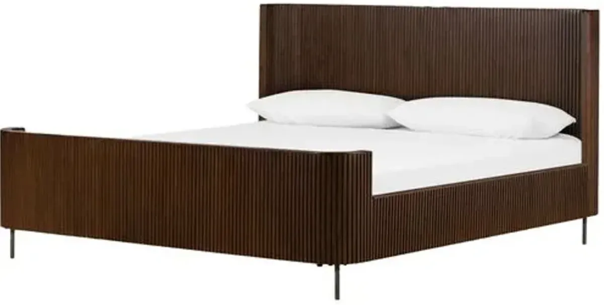 Fresno Fluted Bed - Terra Brown Oak