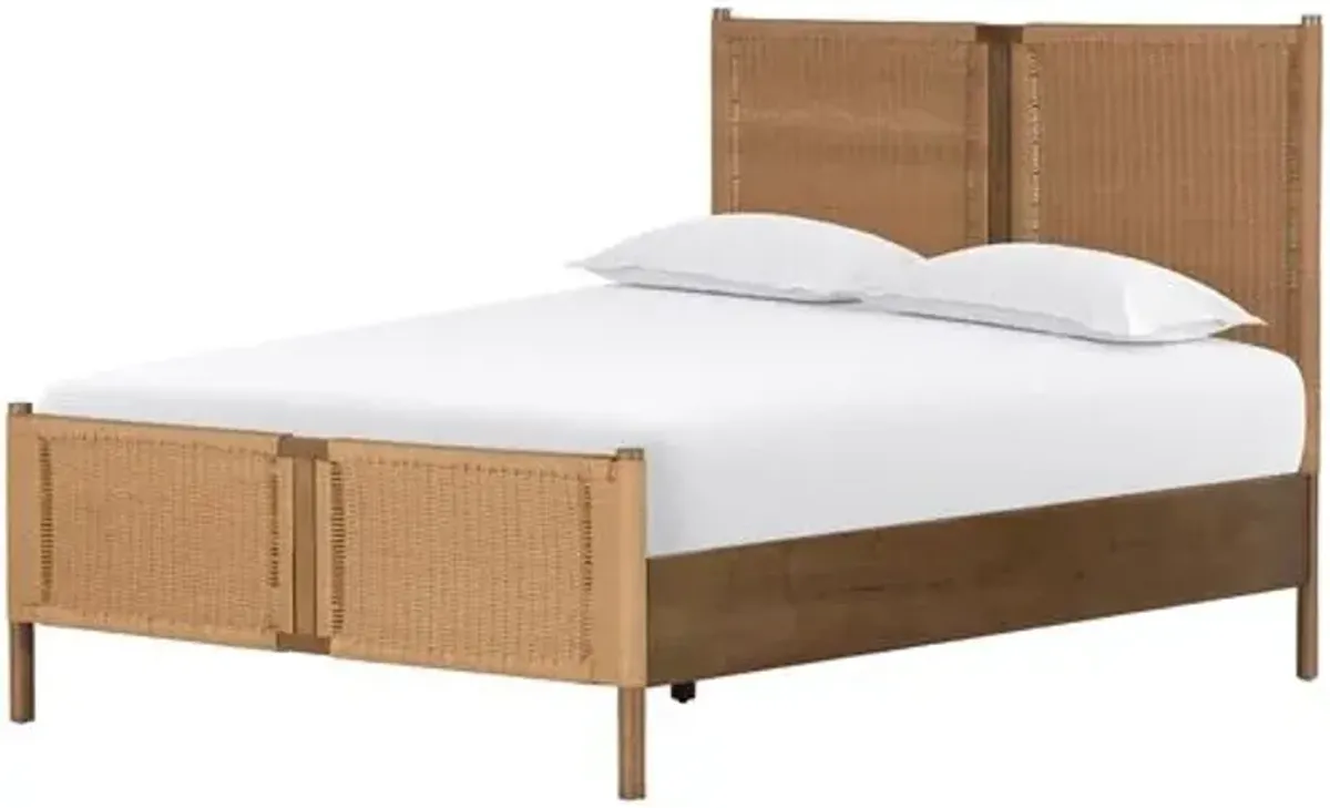 Largo Faux Rattan Bed - Natural - Brown