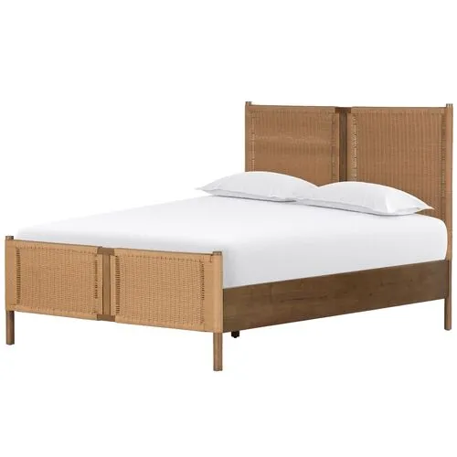 Largo Faux Rattan Bed - Natural - Brown