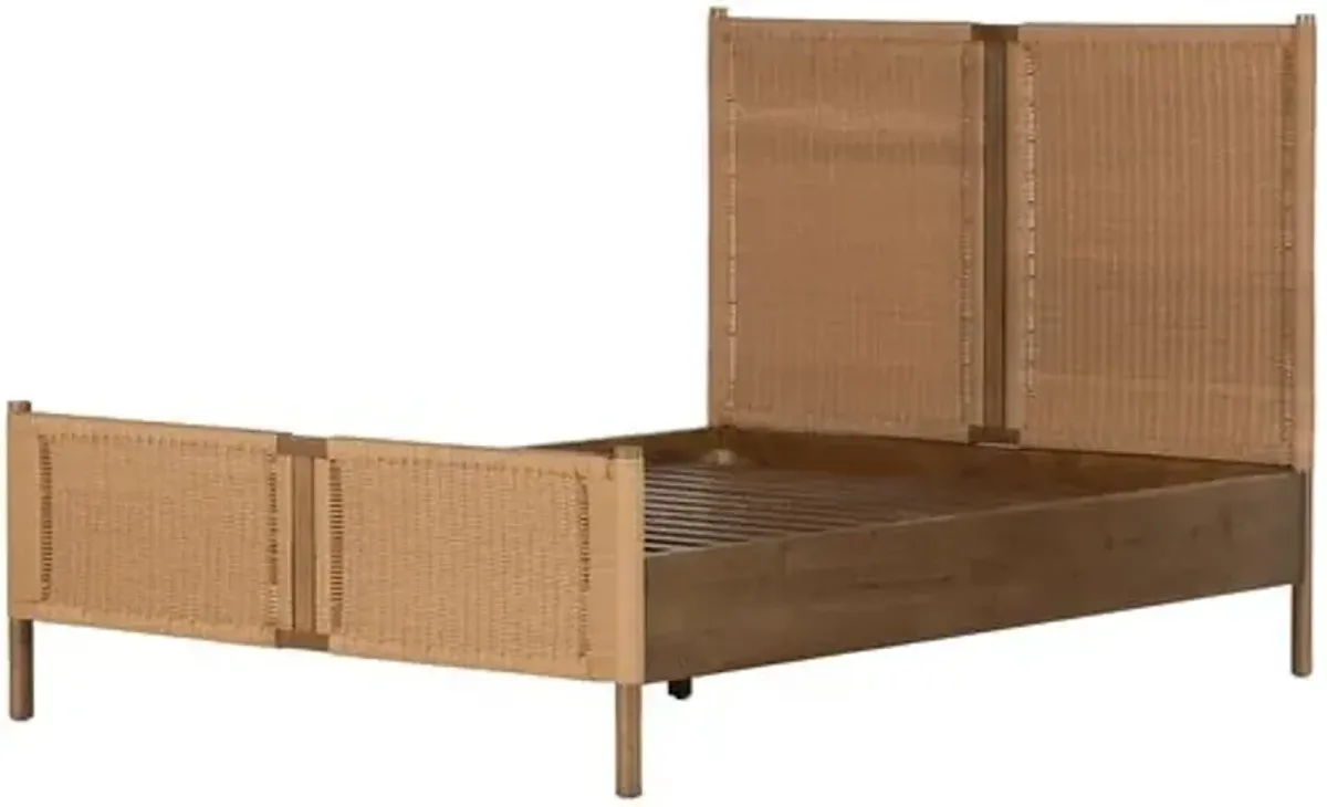 Largo Faux Rattan Bed - Natural - Brown