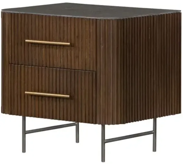 Fresno 2-Drawer Fluted Nightstand