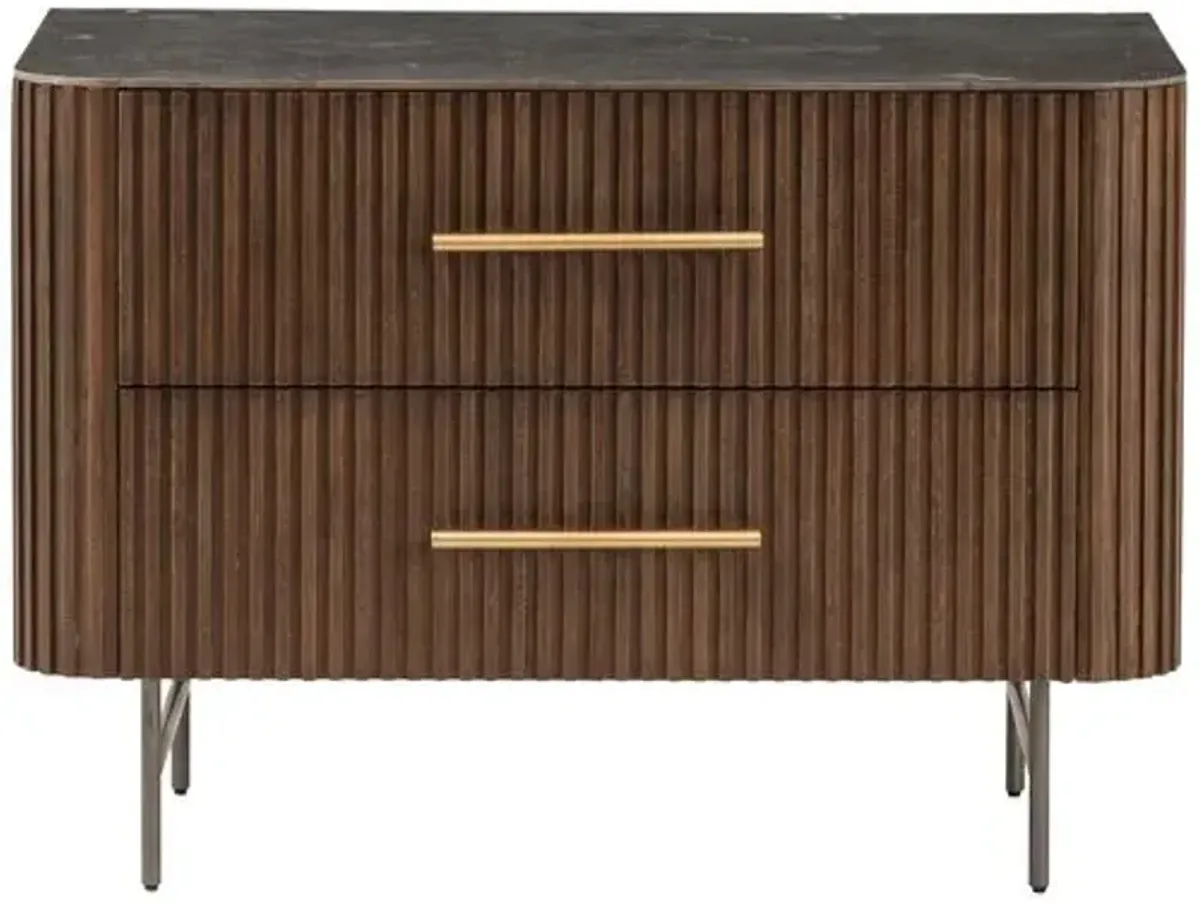 Fresno 2-Drawer Fluted Nightstand