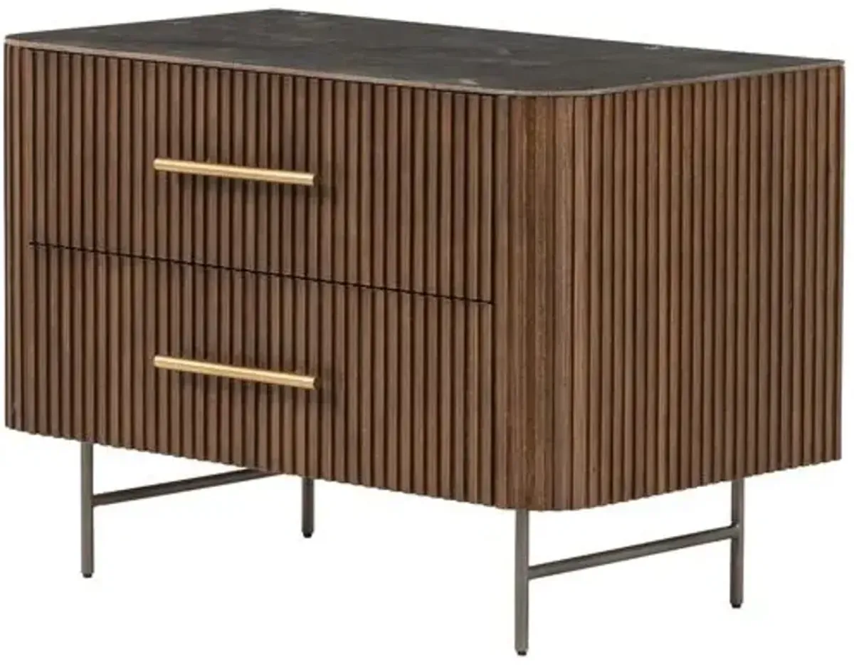 Fresno 2-Drawer Fluted Nightstand