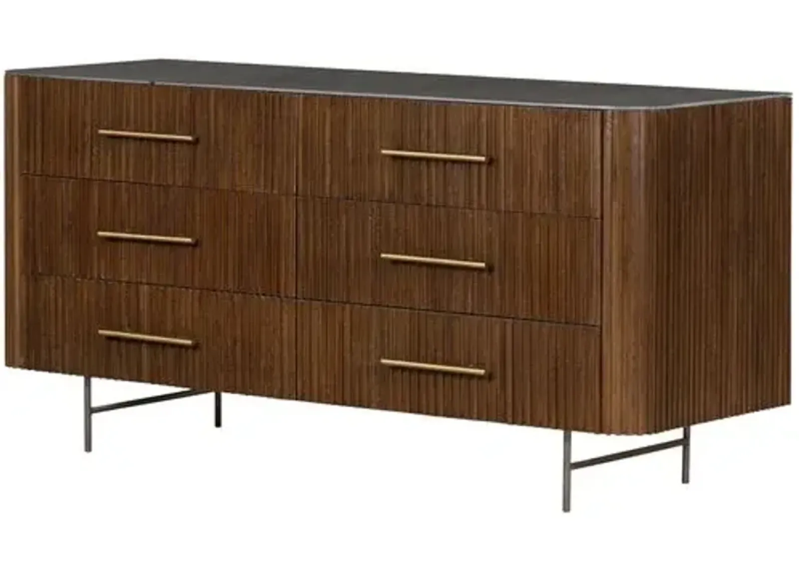 Fresno Fluted 6-Drawer Dresser - Terra Brown Oak