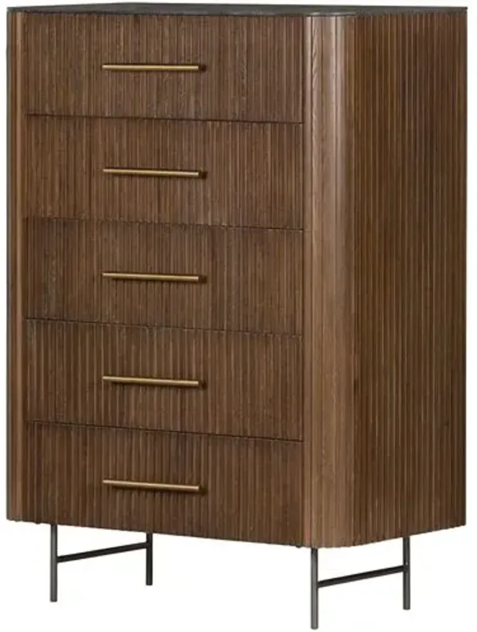 Fresno Fluted 5-Drawer Dresser - Terra Brown Oak