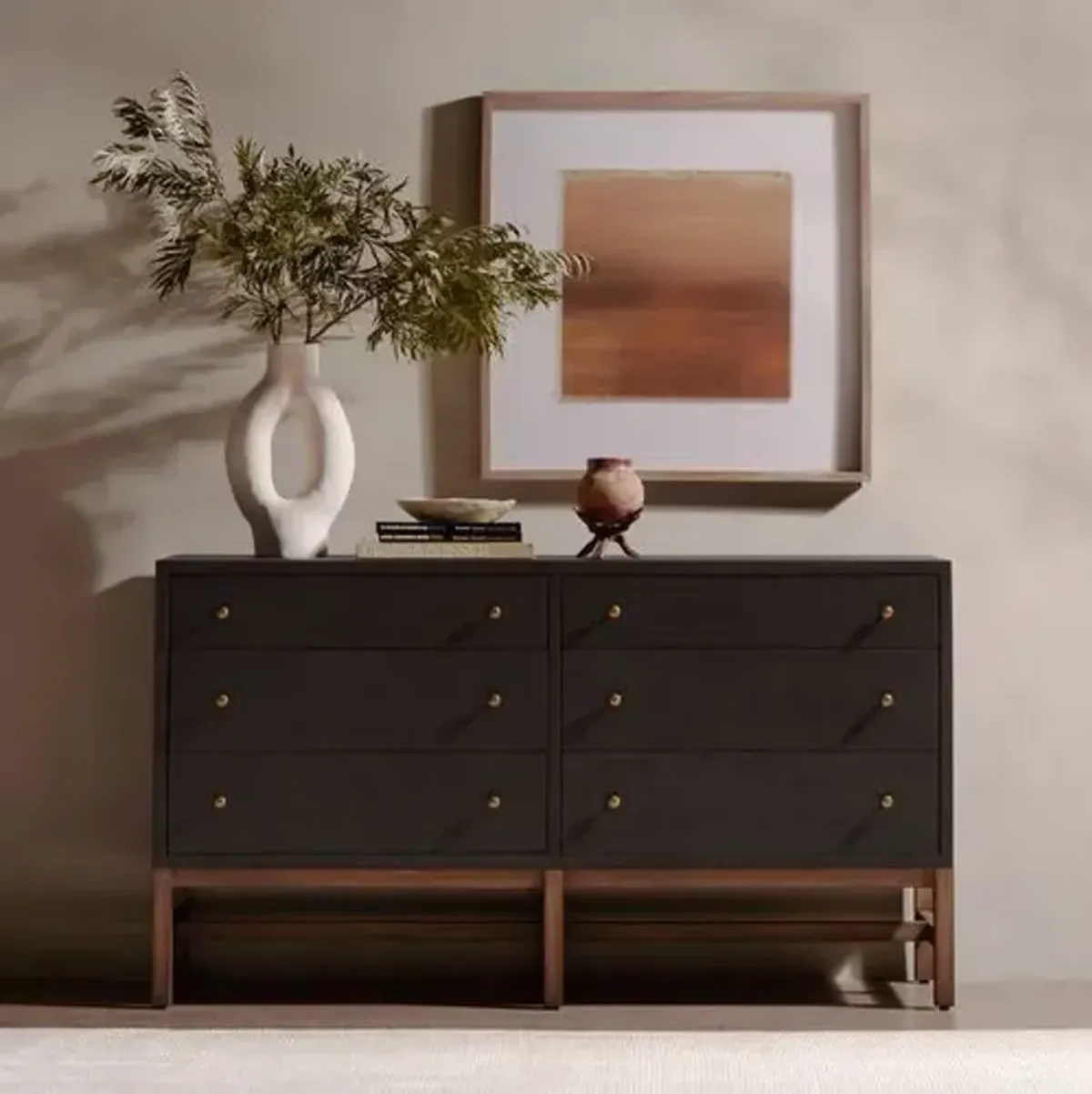 Pasco 6-Drawer Dresser - Black Raffia