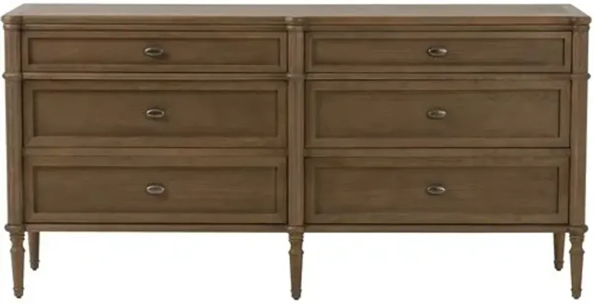 Tonia Solid Oak 6-Drawer Dresser - Brown