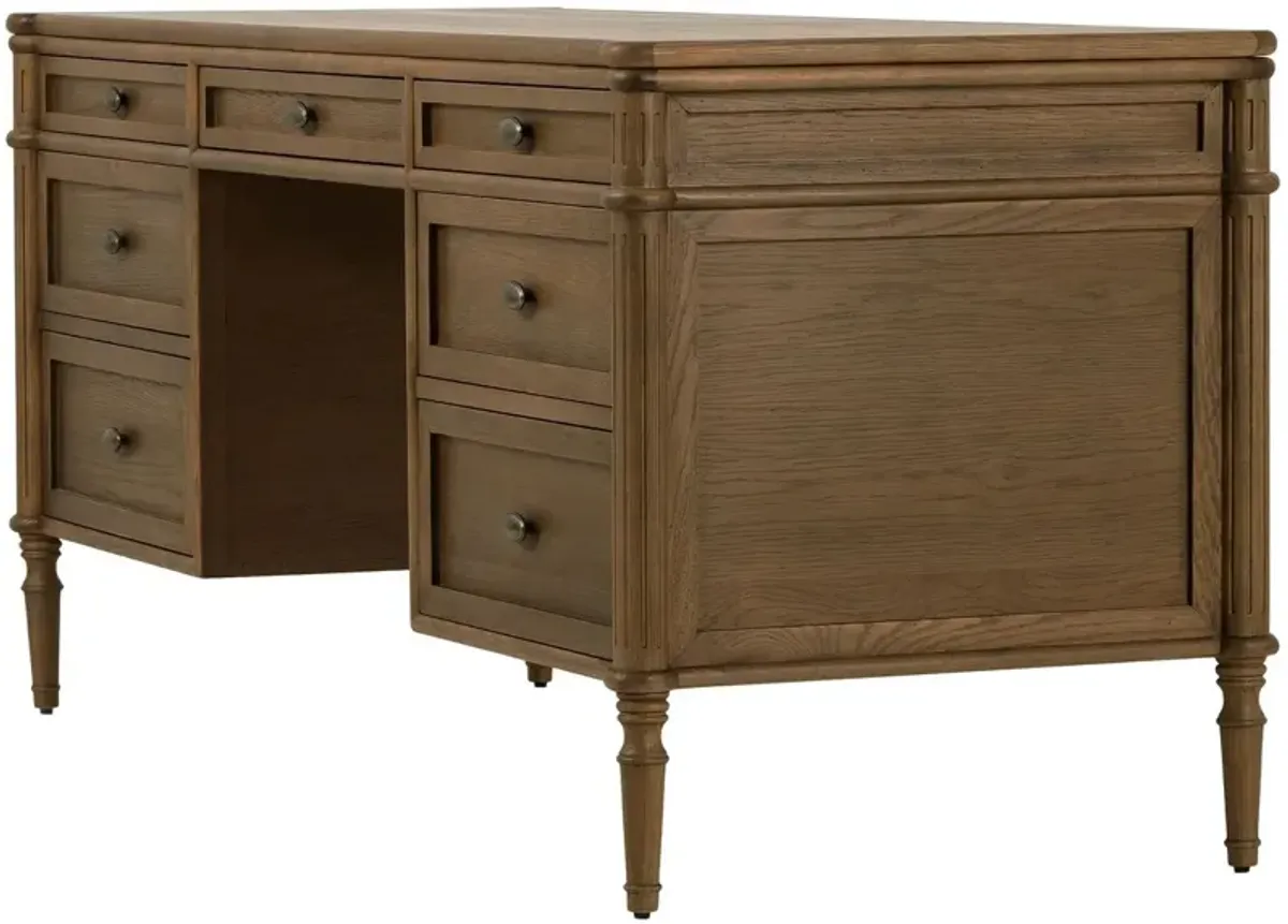 Tonia Solid Oak 7-Drawer Executive Desk
