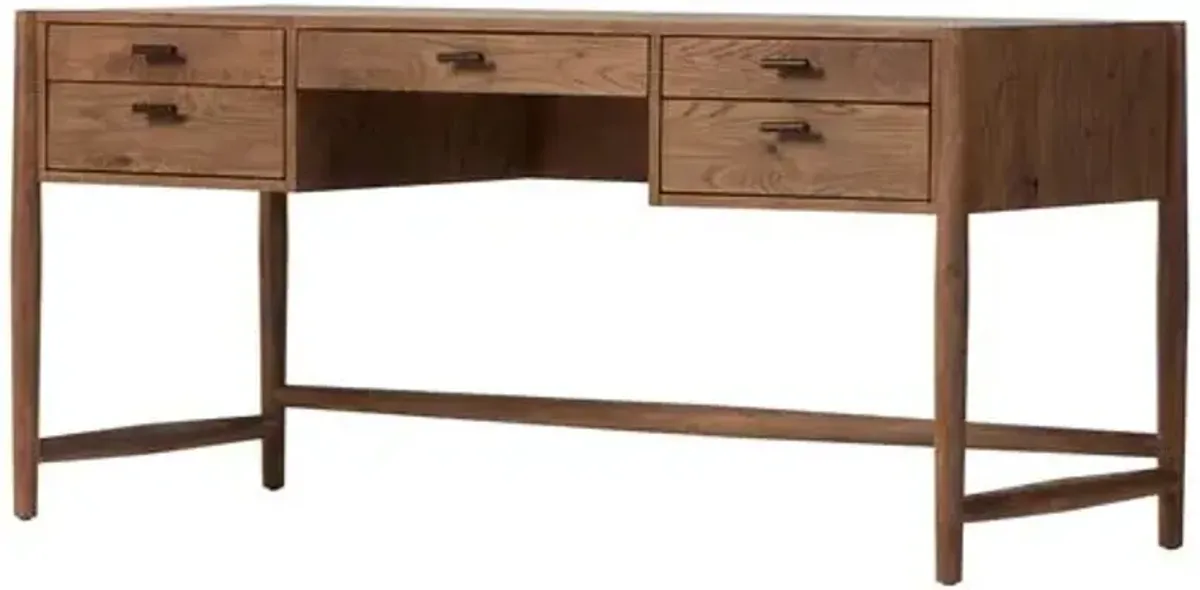 Riverton Desk - Weathered Oak - Brown