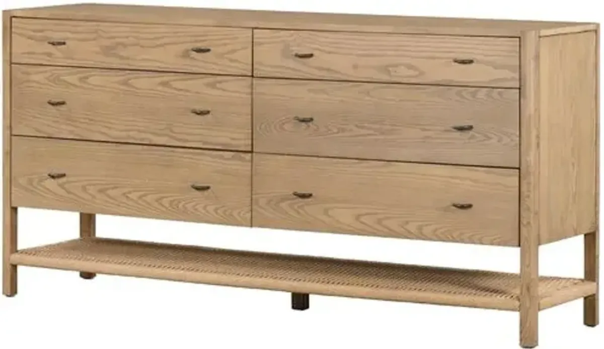 Holly 6-Drawer Dresser - Dune Ash Natural - Brown