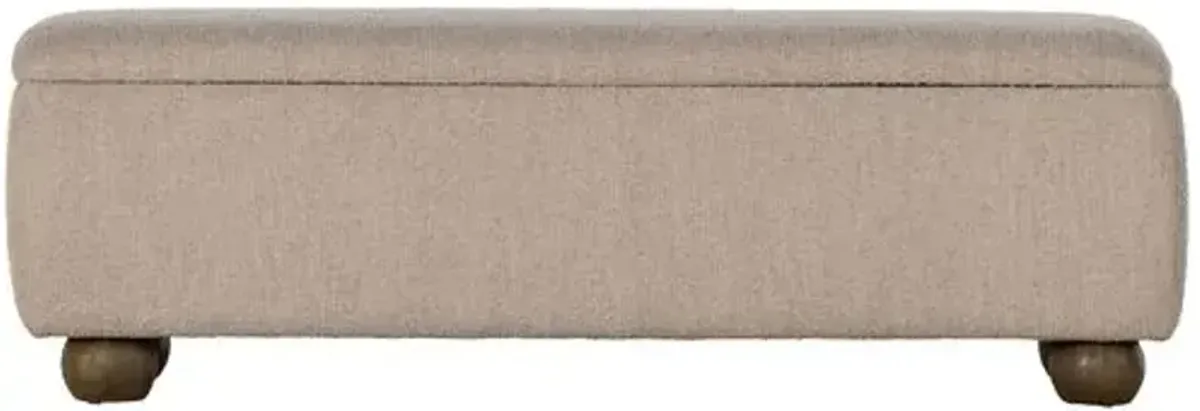 Amy Upholstered Storage Bench - Sand Boucle - Beige