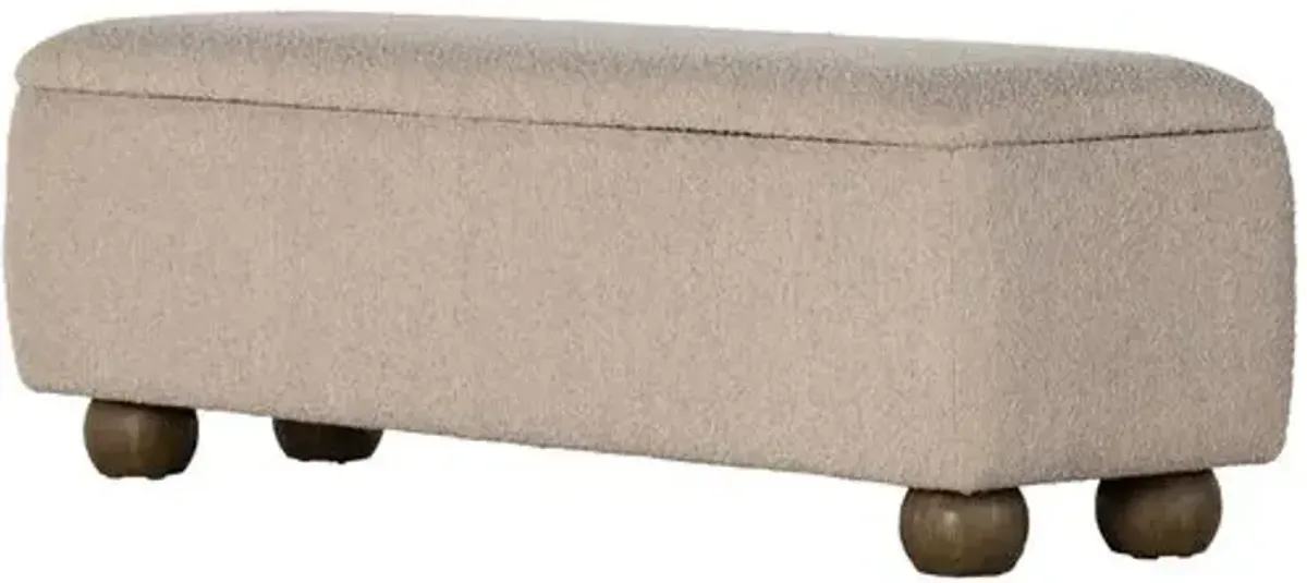 Amy Upholstered Storage Bench - Sand Boucle - Beige