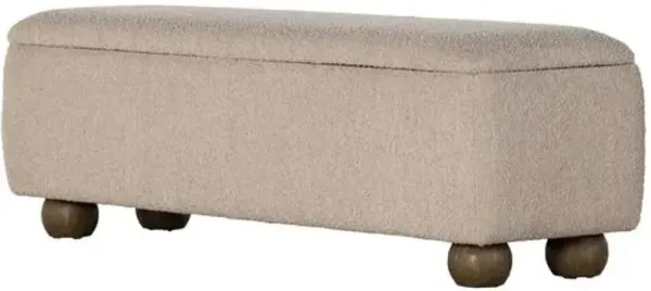 Amy Upholstered Storage Bench - Sand Boucle - Beige