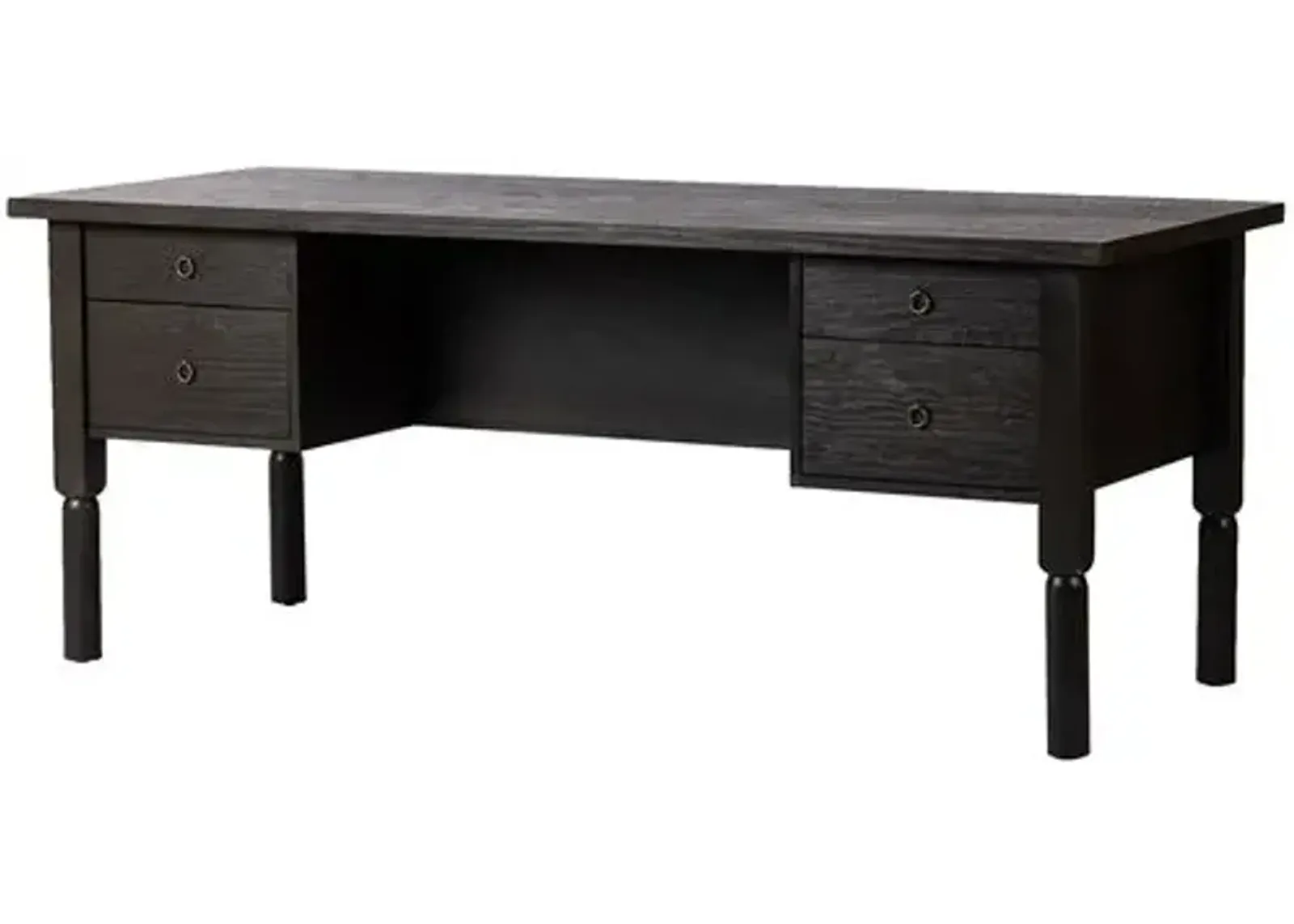 Elkton Executive Desk - Charcoal Oak - Black