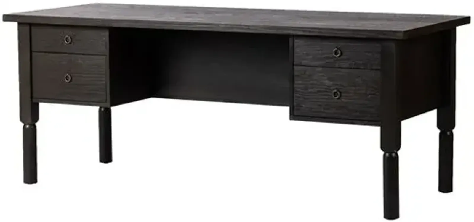 Elkton Executive Desk - Charcoal Oak - Black