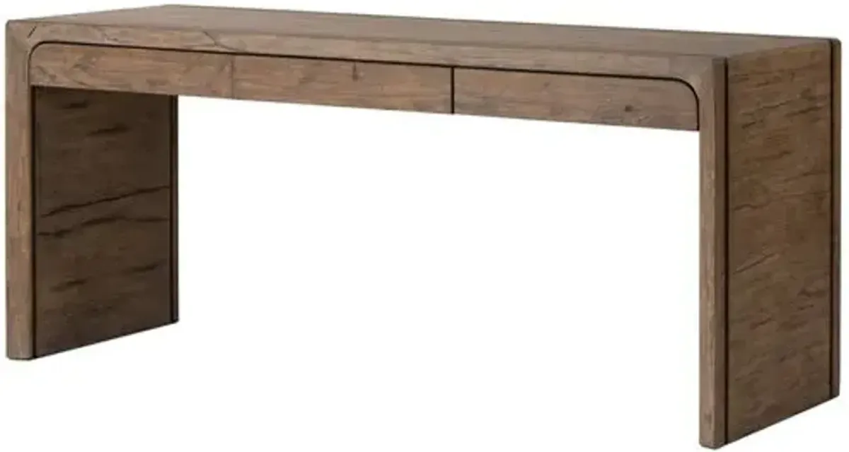 Austin Reclaimed Oak Desk - Rustic Grey - Gray