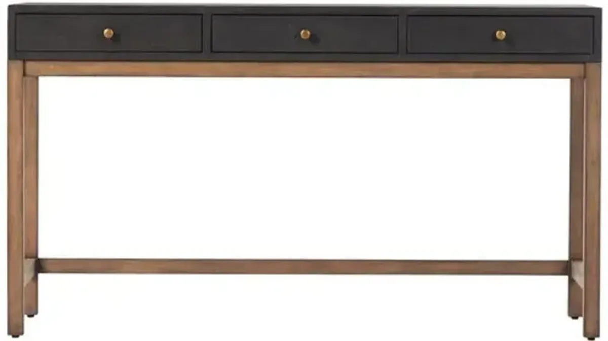 Pasco 3-Drawer Desk - Black Raffia