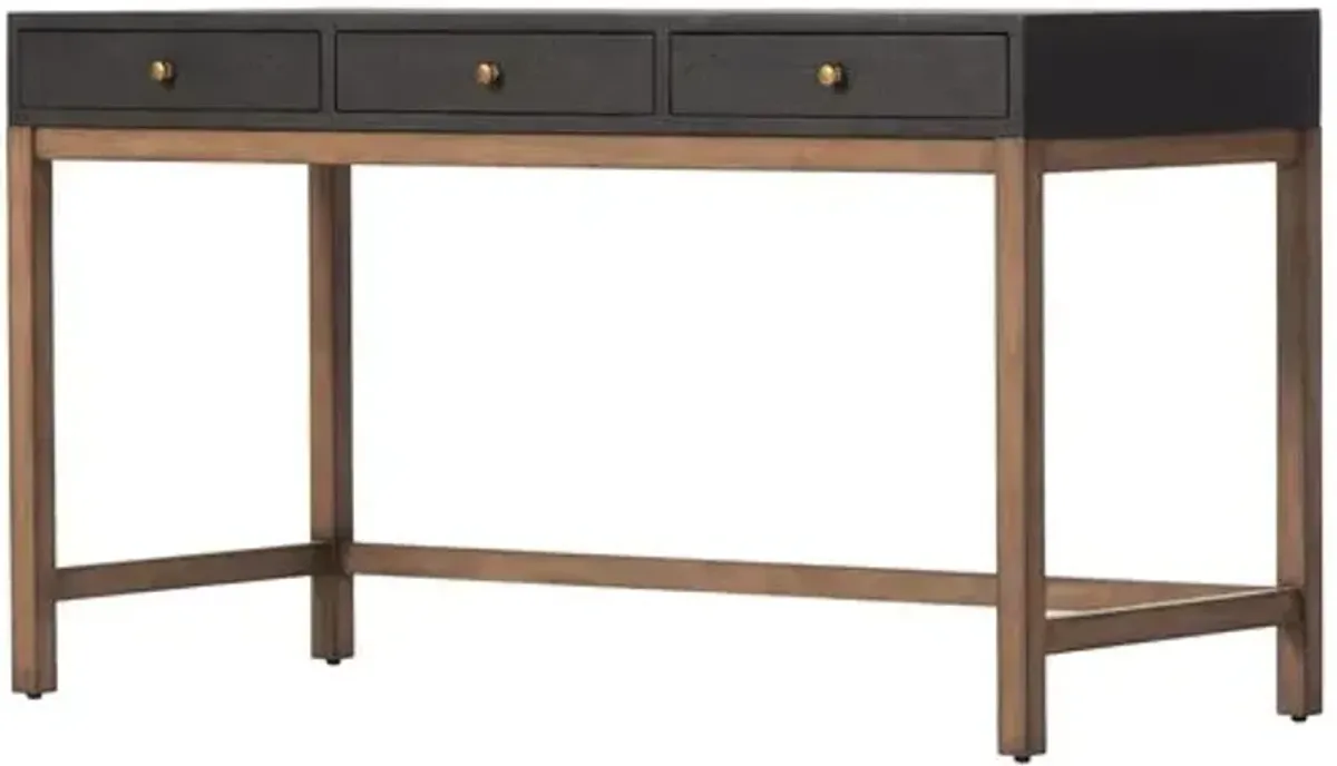 Pasco 3-Drawer Desk - Black Raffia