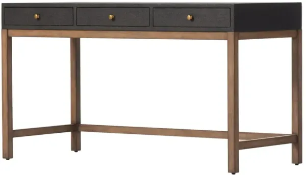 Pasco 3-Drawer Desk, Black Raffia