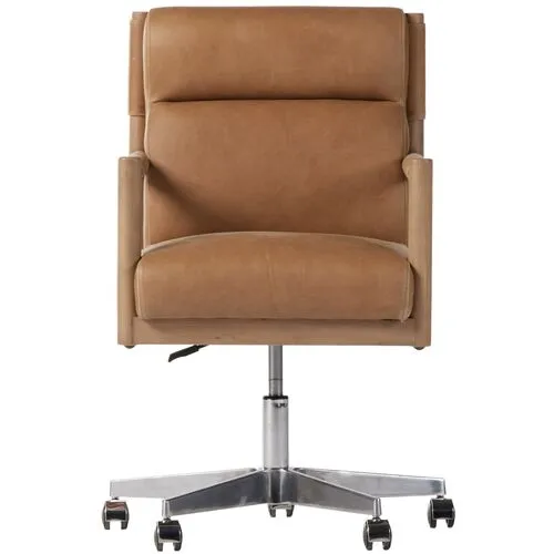 Geneva Desk Chair - Natural/Palermo Leather - Brown