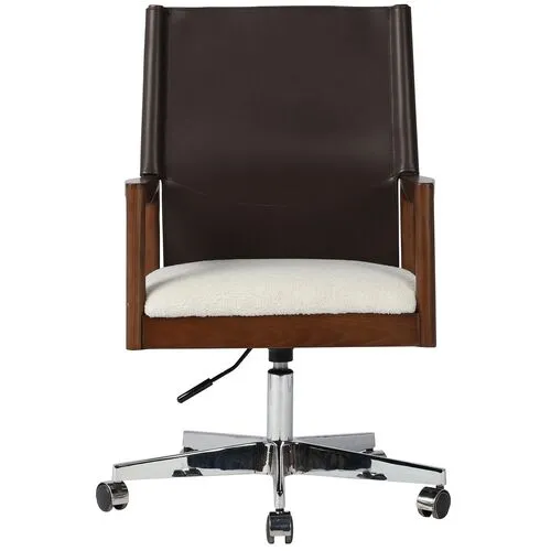 Peyton Upholstered Desk Chair - Espresso Leather - Brown