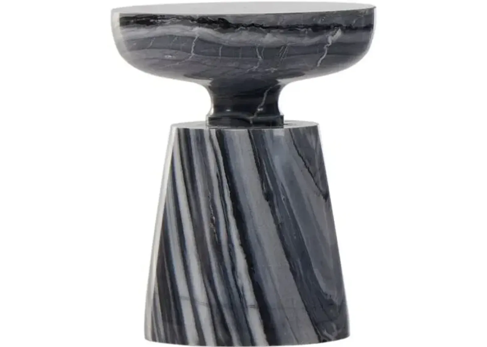 Lisbon Marble End Table - Ebony - Black