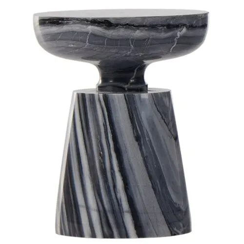 Lisbon Marble End Table - Ebony - Black